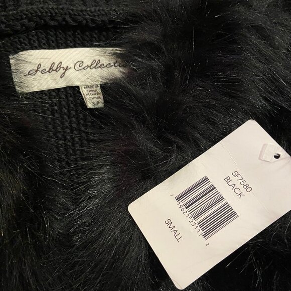 SEBBY COLLECTION Women's Black Vegan Faux Fur Vest - NWT - Picture 5 of 5